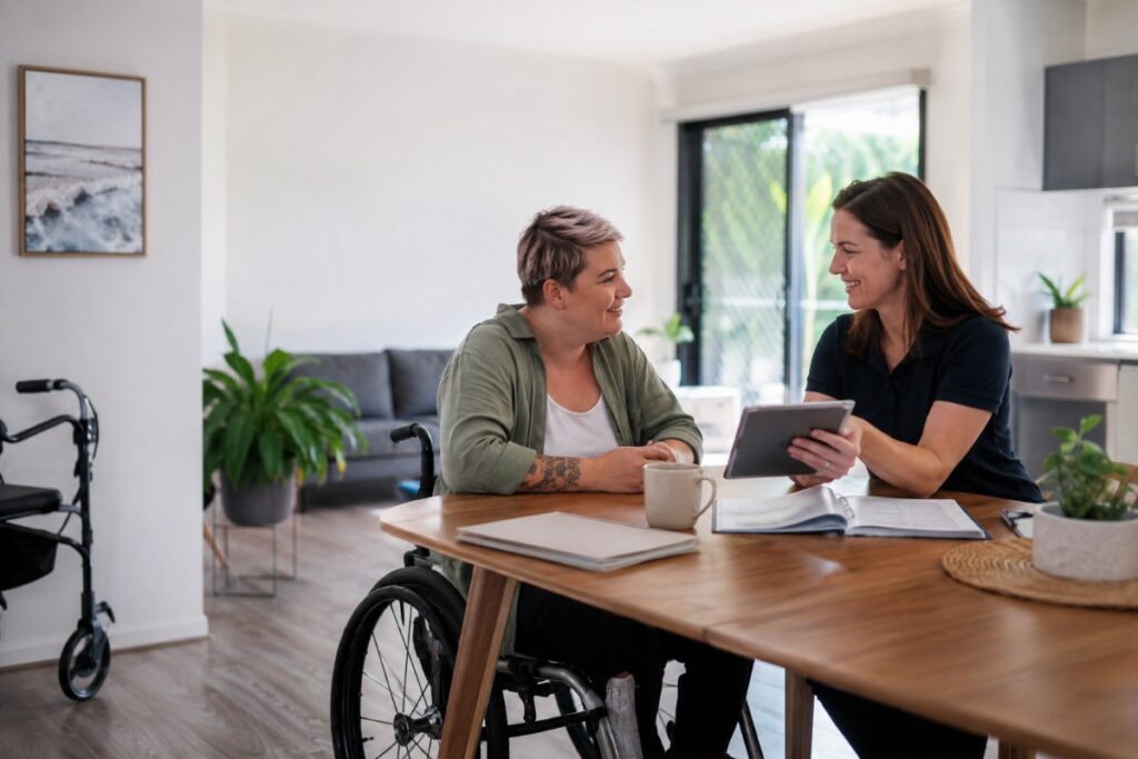 a support coordinator speaking with an NDIS participant